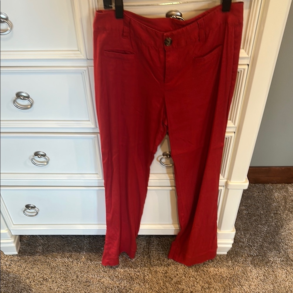 CAbi Red Dress Pants with Relaxed Fit and Textured Fabric
